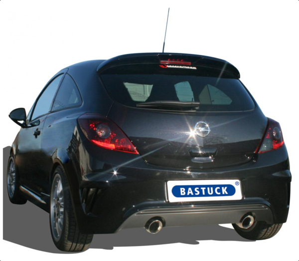 Bastuck Komplettanlage für Opel Corsa D Facelift-Modell ab Baujahr 2011 2x 1x90mm, Race-Look