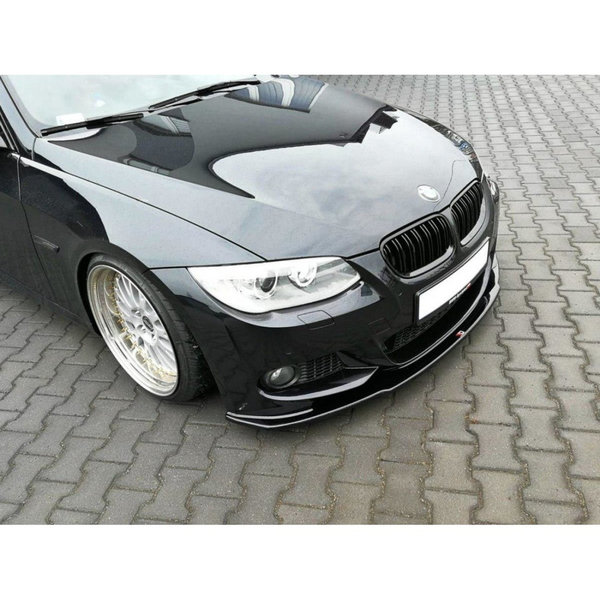 Cup Spoilerlippe Front Ansatz passend für V.1 BMW 3er E92 M Paket FACELIFT schwarz Hochglanz