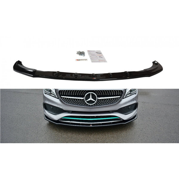 Cup Spoilerlippe Front Ansatz passend für V.1 Mercedes CLA C117 AMG-LINE FACELIFT schwarz Hochglanz