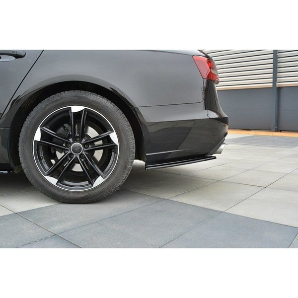 Heck Ansatz Flaps Diffusor passend für Audi A6 C7 Avant schwarz Hochglanz