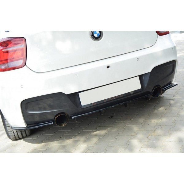 Heck Ansatz Flaps Diffusor passend für BMW 1er F20/F21 M-Power (vor Facelift) schwarz Hochglanz