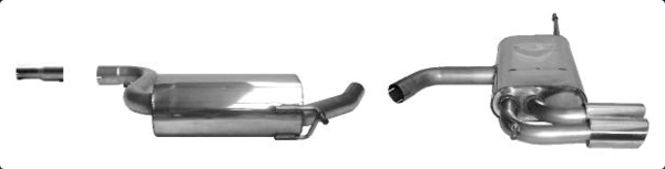 Bastuck Komplettanlage für Seat Leon Typ 1P 2x76mm, 20° schräg geschnitten