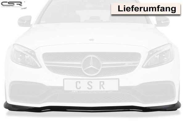 Cup-Spoilerlippe mit ABE für Mercedes C-Klasse 205 C63/C63S AMG CSL201, schwarz Hochglanz