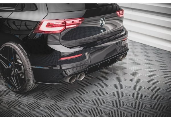Mittlerer Diffusor Heck Ansatz für Volkswagen Golf R Mk8 schwarz Hochglanz