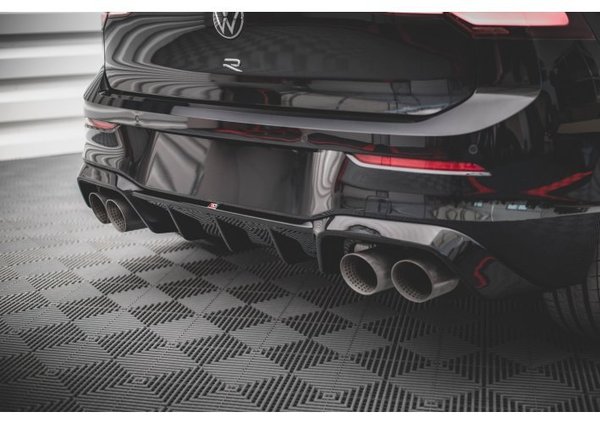 Diffusor Heck Ansatz V.1 für Volkswagen Golf R Mk8 schwarz Hochglanz