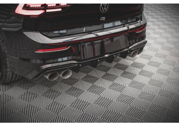 Diffusor Heck Ansatz V.2 für Volkswagen Golf R Mk8 schwarz Hochglanz