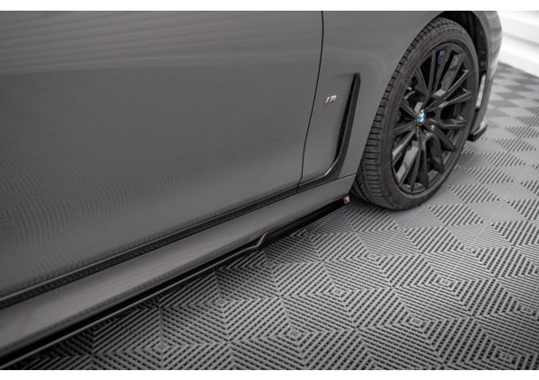 Seitenschweller Ansatz für BMW 7 M-Paket G11 Facelift schwarz Hochglanz