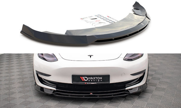 Front Ansatz V.3 für Tesla Model 3 schwarz Hochglanz